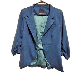 MODCLOTH Women's classic blue Cotton Blend blazer button Jacket Size M A000220